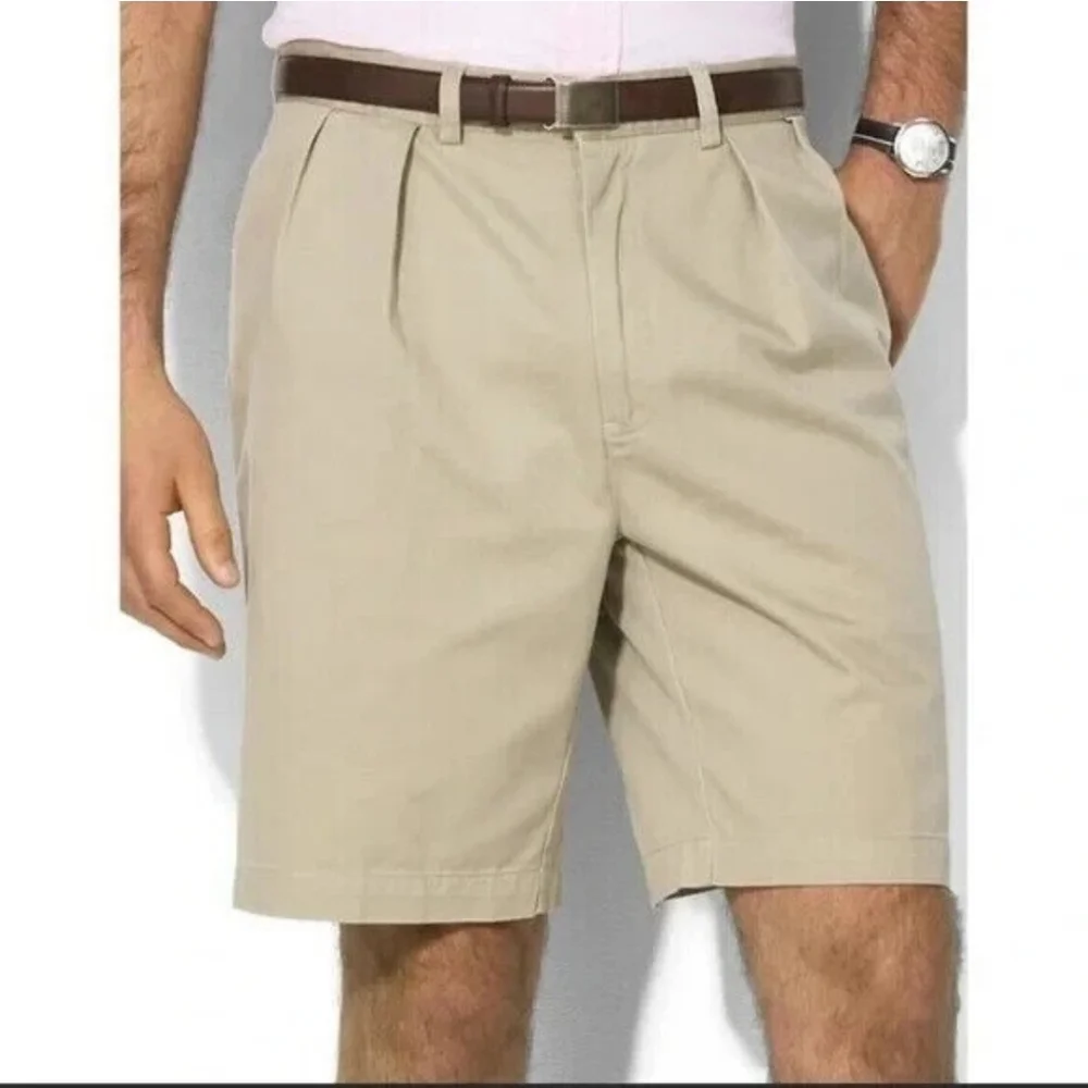 Vintage Polo Ralph Lauren Tyler‎ Shorts Mens 35 Khaki Classic Chino Pleated 90s